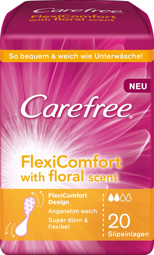 Carefree FlexiComfort Breathable Single-Wrapped Pantyliners with Floral Scent, 20 ct