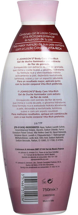 Johnson's Vita Rich Iluminating Shower Gel, Pomegranate Extracts, 750 ml