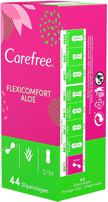 Carefree FlexiComfort Aloe Pantyliners, Flexible And Ultra Thin, 44 ct