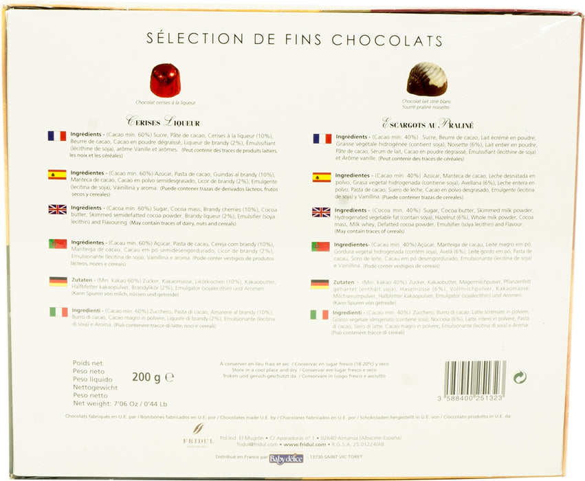 Valdelice Fine Chocolate Selection Praline & Cherry Liqueur, 2.1% Vol., 200 gr