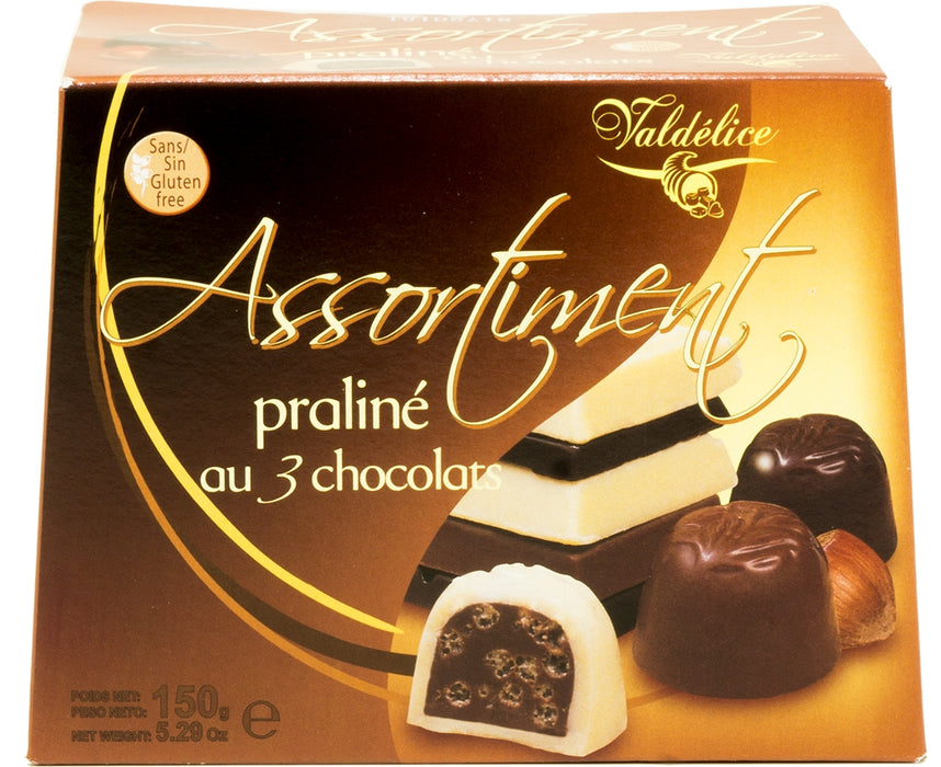 Valdelice 3 Chocolate Crisp Praline Assortment, 150 gr