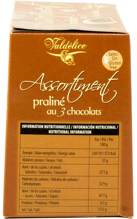 Valdelice 3 Chocolate Crisp Praline Assortment, 150 gr