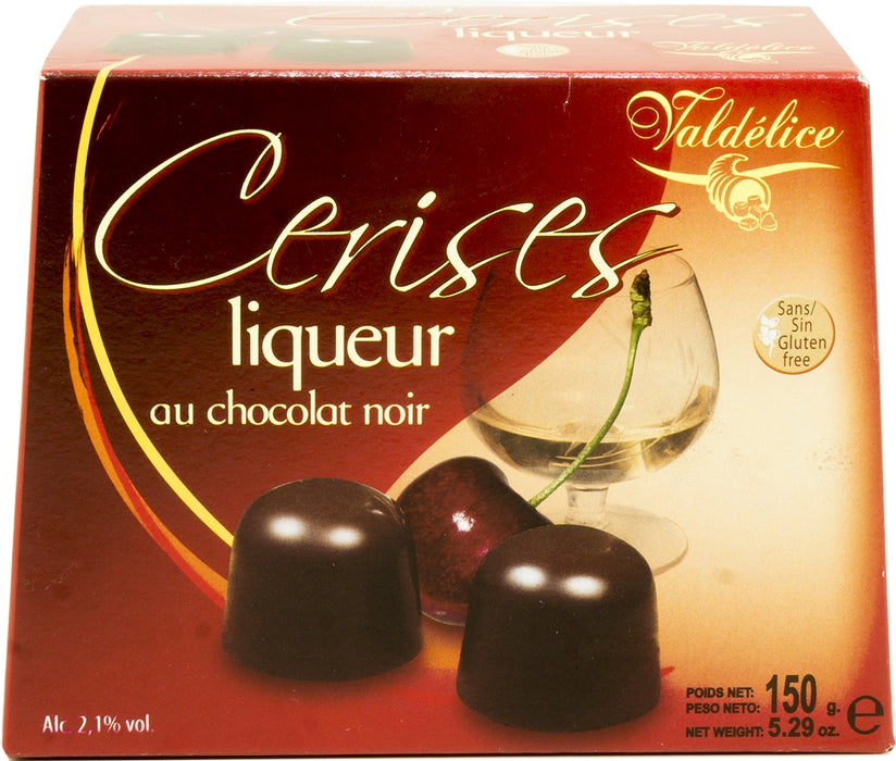 Valdelice Dark Chocolates with Cherry Liqueur, 2.1% Vol., 150 gr