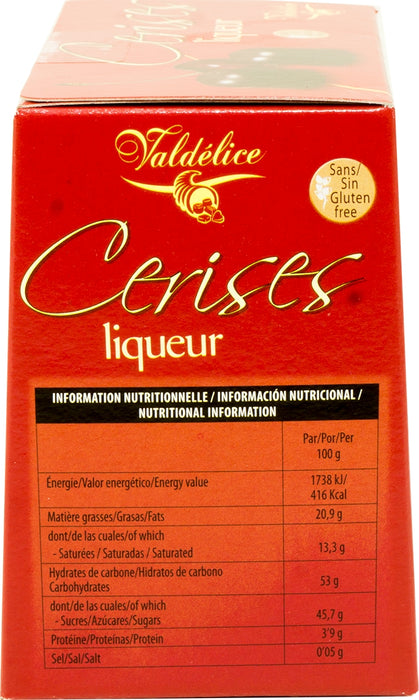 Valdelice Dark Chocolates with Cherry Liqueur, 2.1% Vol., 150 gr