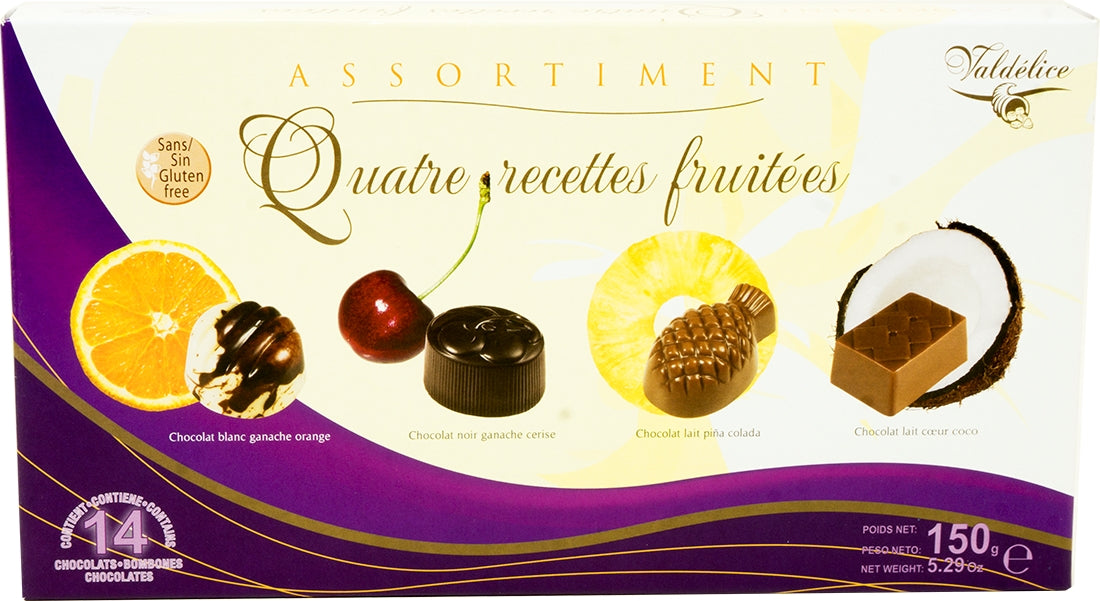 Valdelice Four Fruit Recipes Assorted Chocolates, 150 gr