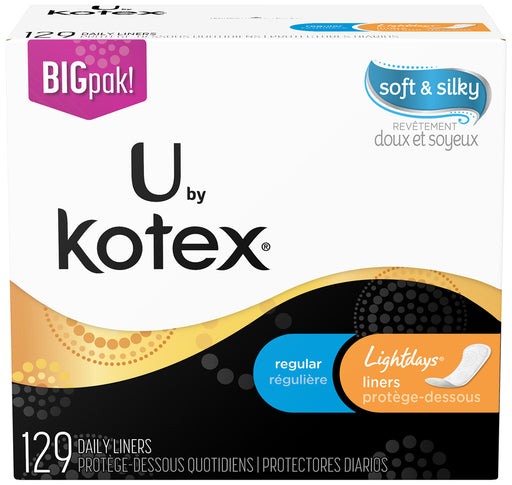 U by Kotex Daily Liners, Regular Lightdays, Big Pack, 129 ct