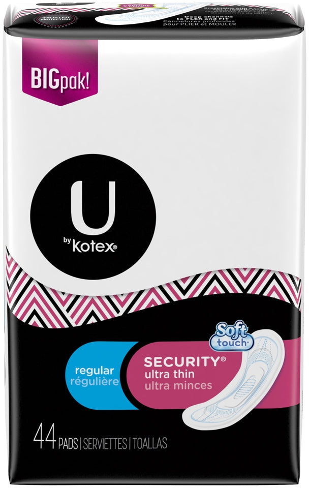 U by Kotex Regular Security Utra Thin Pads, Soft Touch, Big Pack, 44 ct