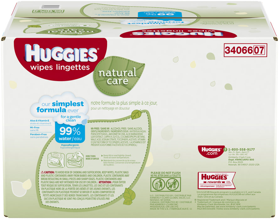 Huggies Natural Care Wipes, Aloe Vera & Vitamine E, Fragrance Free, 800 ct