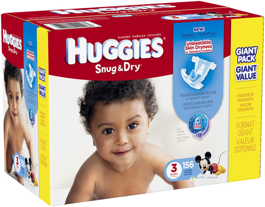 Huggies Snug & Dry Diapers Size 3, 7-13 kg, 156 ct