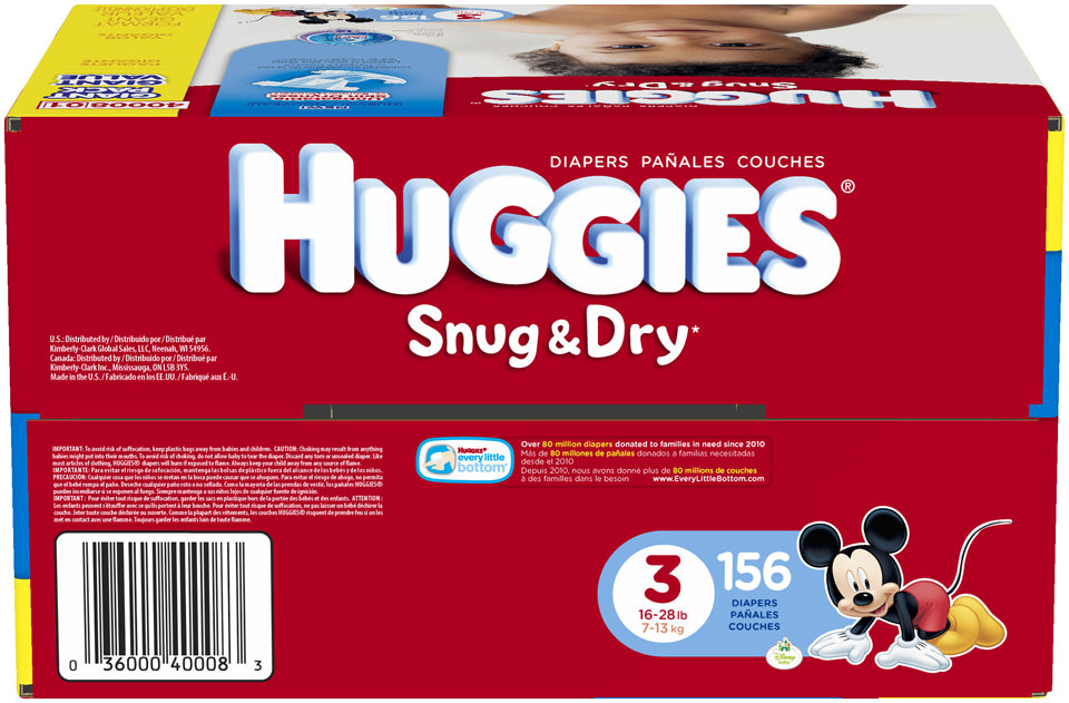 Huggies Snug & Dry Diapers Size 3, 7-13 kg, 156 ct