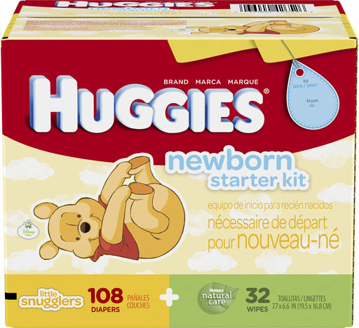 Huggies Newborn Starter Kit, Little Snugglers Newborn Diapers & Gentle Wipes, 108 diapers