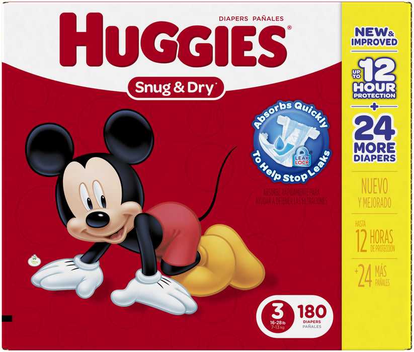 Huggies Snug & Dry Diapers Size 3, 7-13 kg, 180 ct