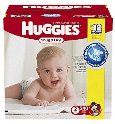 Huggies Snug & Dry Diapers, Size 2, 240 ct