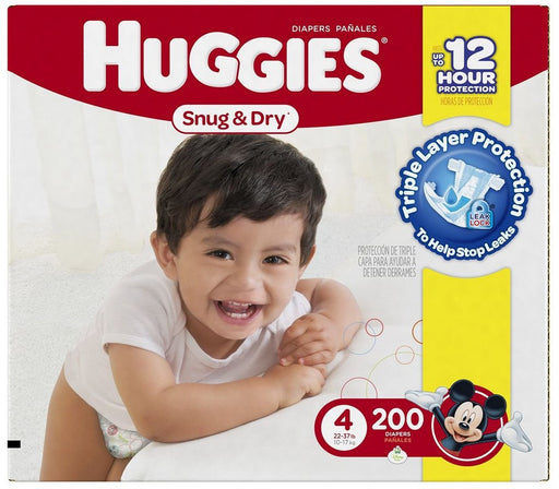 Huggies Snug & Dry Diapers Size 4, 10-17 kg, 200 ct