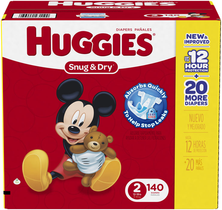 Huggies Snug & Dry Diapers Size 2, 5-8 kg, 140 ct