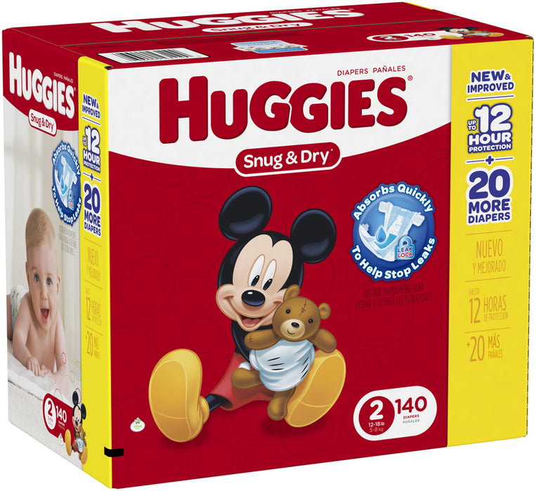 Huggies Snug & Dry Diapers Size 2, 5-8 kg, 140 ct