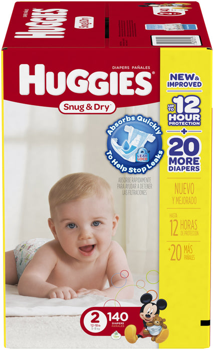 Huggies Snug & Dry Diapers Size 2, 5-8 kg, 140 ct