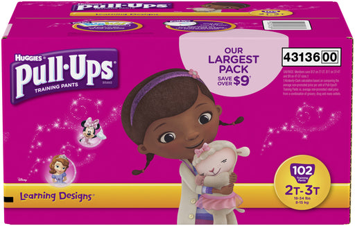 Huggies Pull-Ups Training Pants for Girls, Size 2T-3T, 8-15 kg, 102 ct
