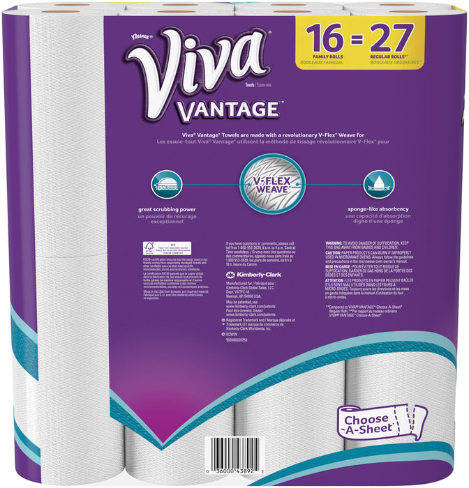 Viva Vantage Paper Towels, 113-ply Sheets, 16 rolls