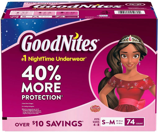 GoodNites Girls Night Time Underwear, Small / Medium, 74 ct