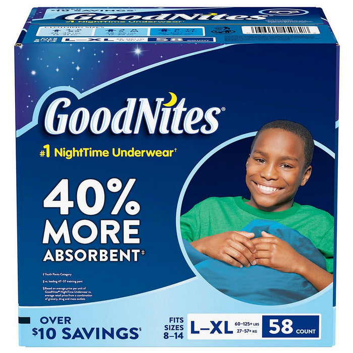 GoodNites Bedtime Underwear for Boys, Large / X-Large, 58 ct