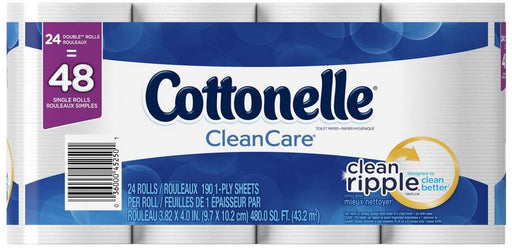 Cottonelle CleanCare Toilet Paper, 190 1-ply sheets, 24 ct