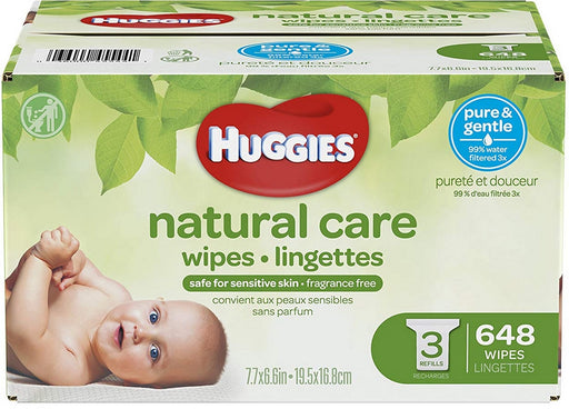 Huggies Natural Care Unscented Baby Wipes, 648 ct