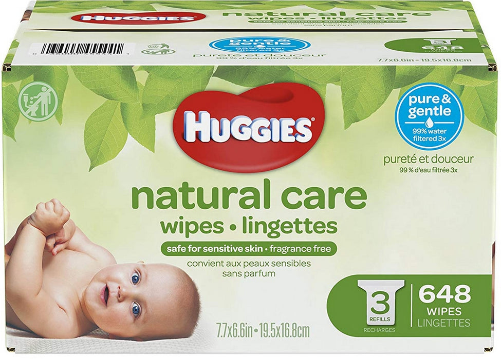 Huggies Natural Care Unscented Baby Wipes, 648 ct