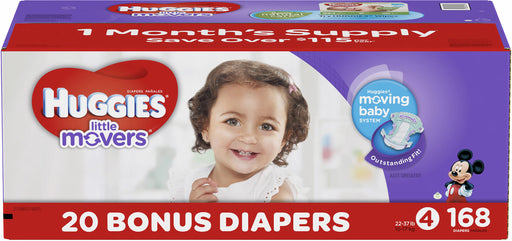 Huggies Little Movers Diapers Size 4, 10-17 kg, 168 ct