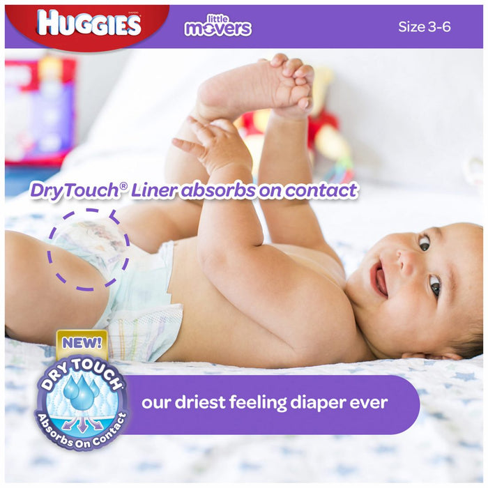 Huggies Little Movers Diapers Size 4, 10-17 kg, 168 ct