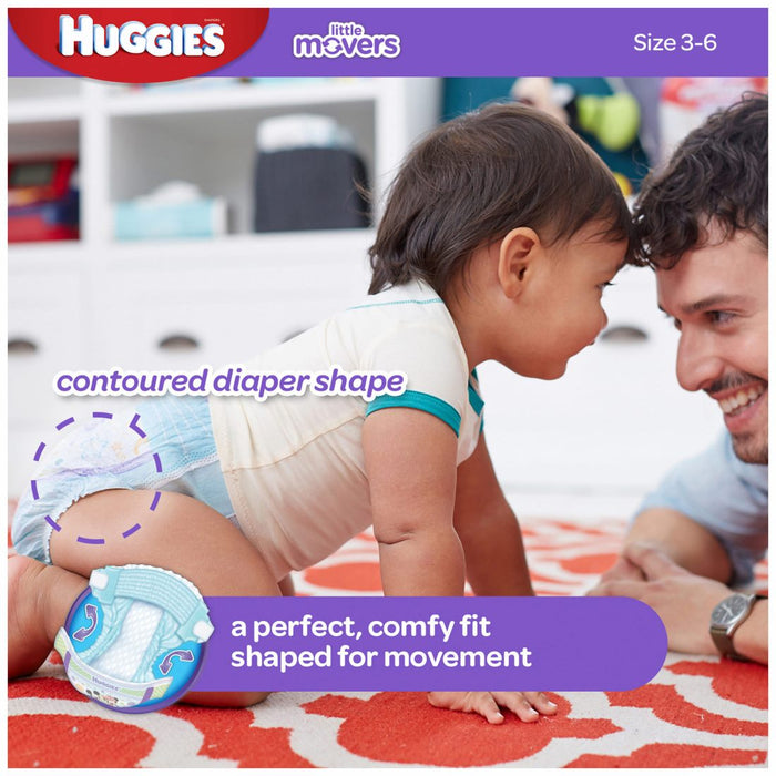 Huggies Little Movers Diapers Size 4, 10-17 kg, 168 ct