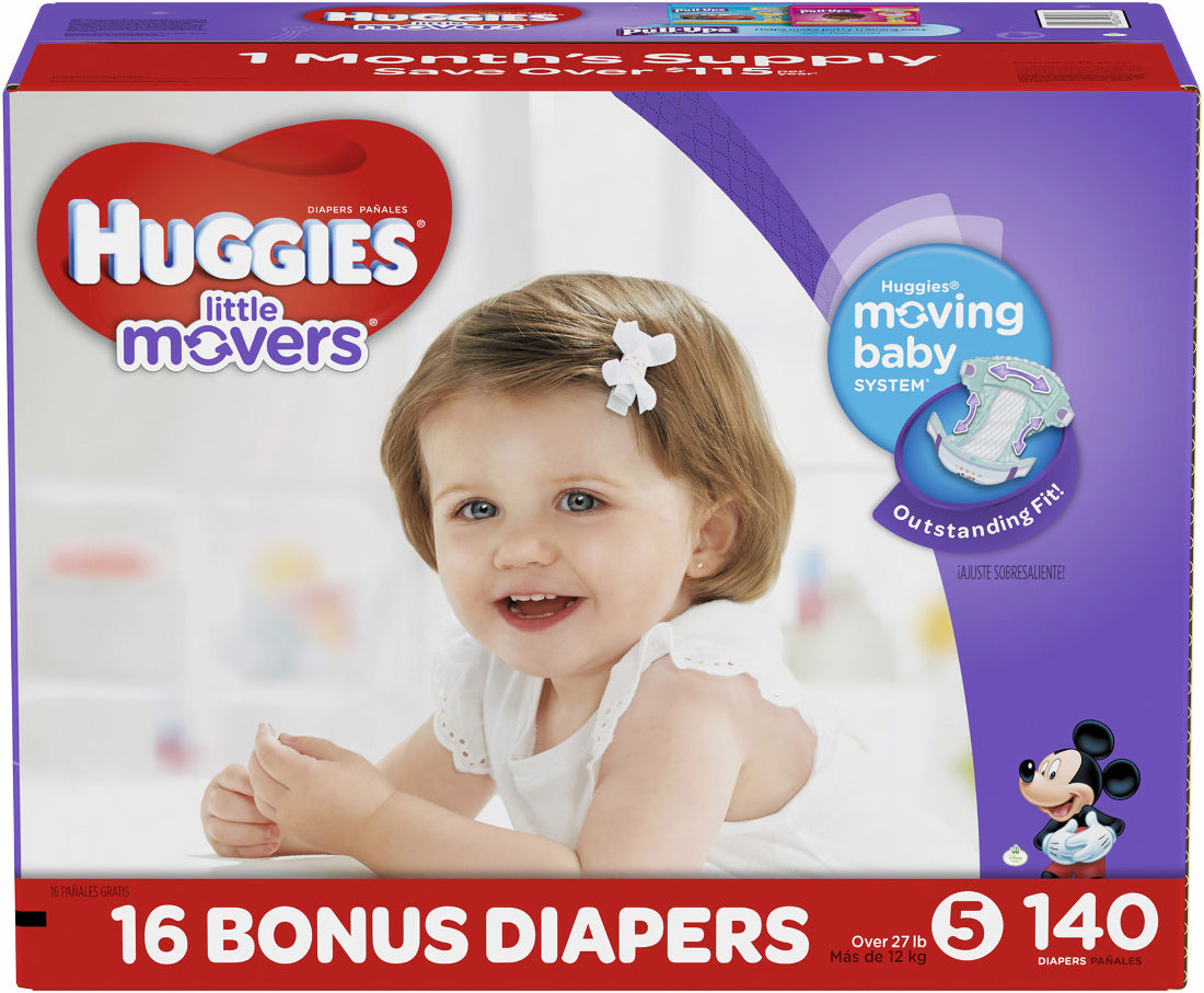 Huggies Little Movers Diapers Size 5, 12+ kg, 140 ct