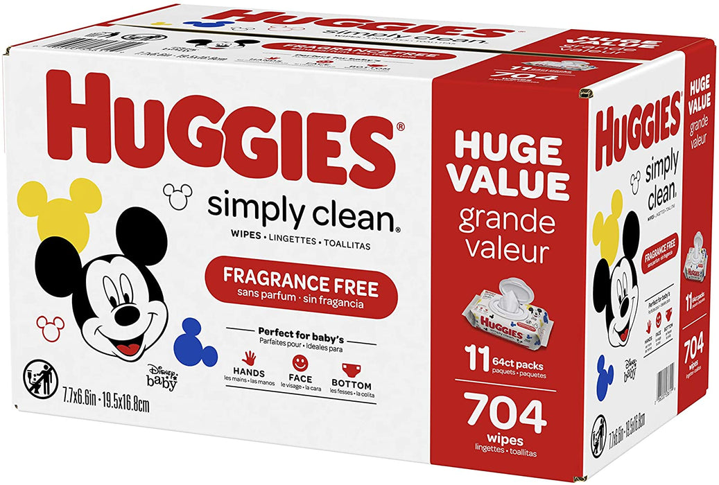 Huggies Simply Clean Fragrance Free Wipes, Value Pack , 704 ct