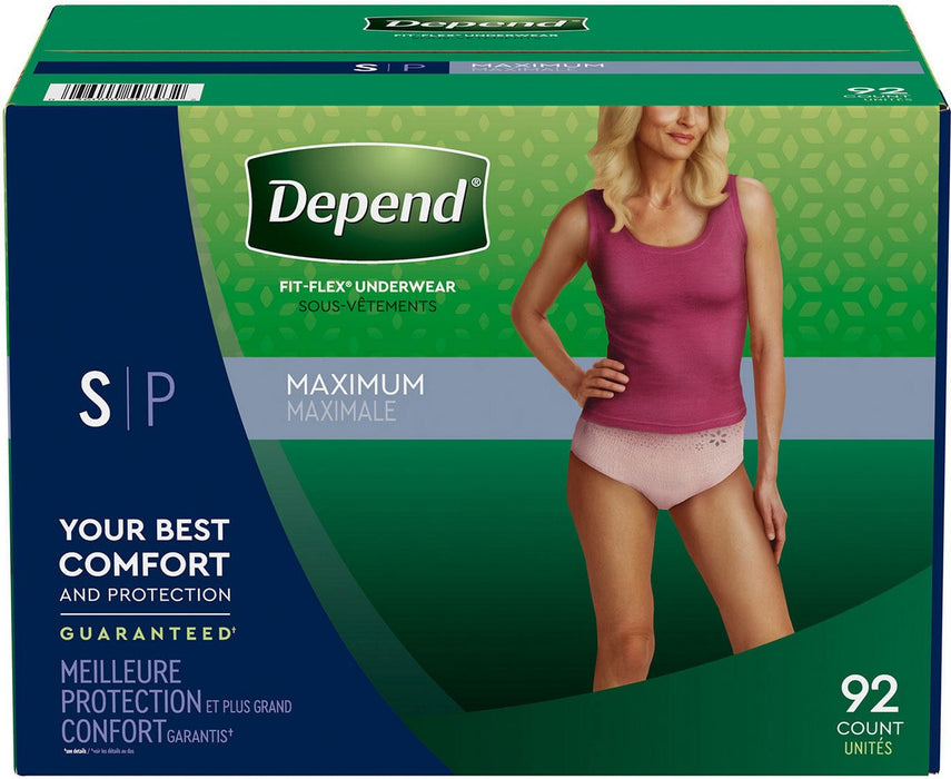 Depend Fit-Flex Disposable Underwear for Women, Size Small, 92 ct