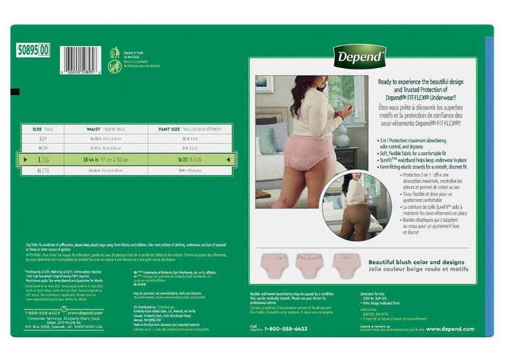 Depend Fit-Flex Incontinence & Postpartum Underwear for Women (Large 84 ct)