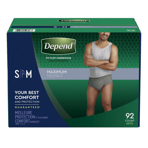 Depend Fit-Flex Disposable Underwear for Men, Size Small, 92 ct