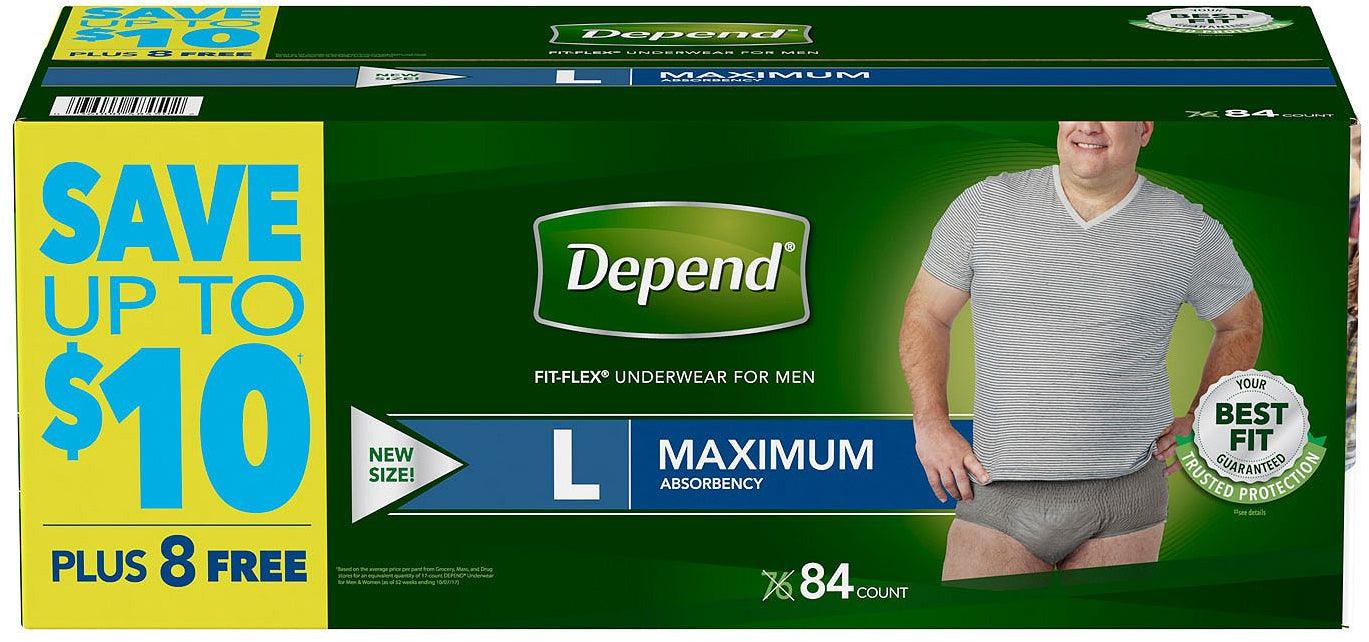 Depend Fit-Flex Underwear For Men, Large, 84 ct