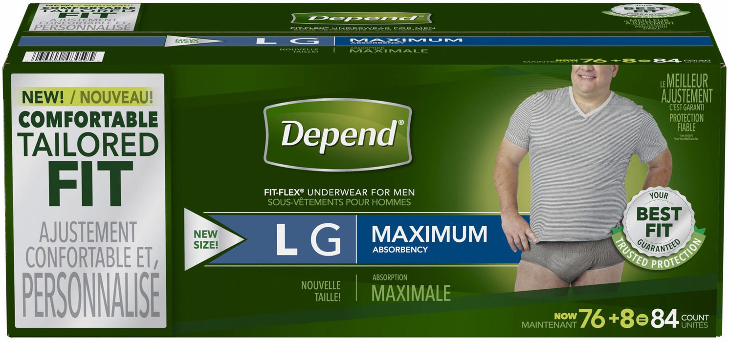Depend Fit-Flex Underwear For Men, Large, 84 ct