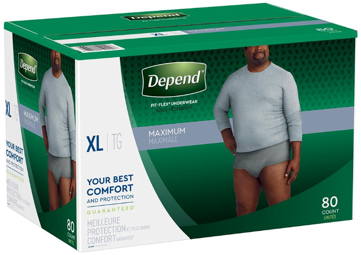 Depend Fit-Flex Extra Large Maximum Absorbency Underwear For Men, 80 ct