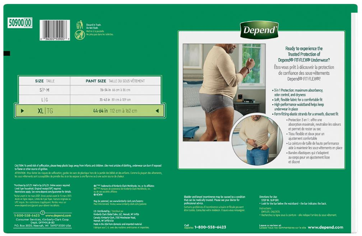 Depend Fit-Flex Extra Large Maximum Absorbency Underwear For Men, 80 ct