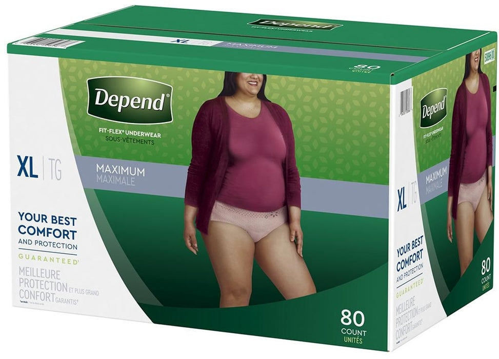 Depend Fit-Flex Maximum Absorbency Underwear for Women, X-Large, 80 ct
