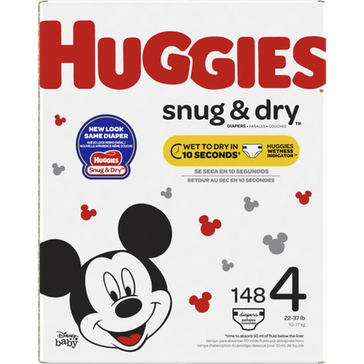 Huggies Snug & Dry Diapers, Size 4, 148 ct