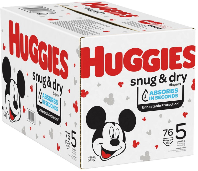 Huggies Snug & Dry Baby Diapers, Size 5, 76 ct