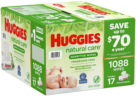 Huggies Natural Care Sensitive Baby Wipes, Fragrance Free, 1088 ct