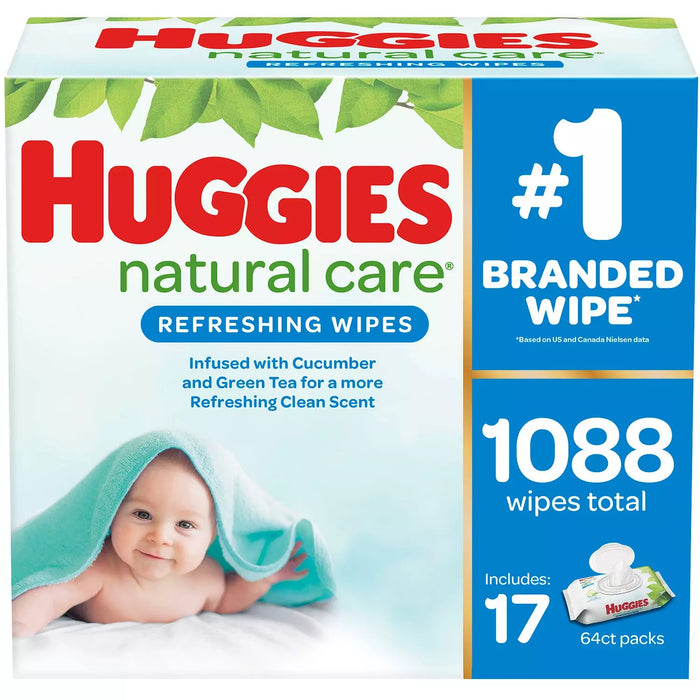 Huggies Natural Care Baby Wipes, Refreshing Clean, 1088 ct