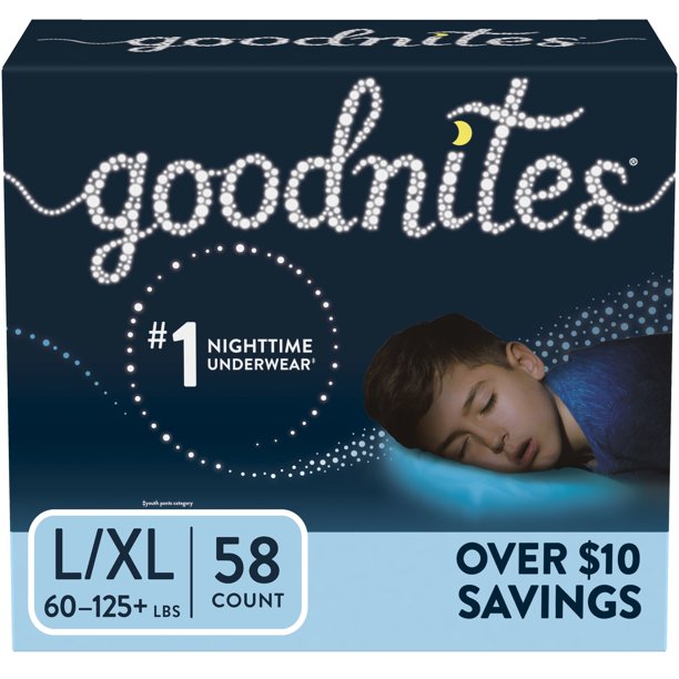 Goodnites Boys' Bedwetting Underwear, Size L/XL , 58 ct