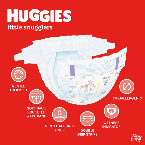 Huggies Little Snugglers Baby Diapers, Size Newborn, 76 ct