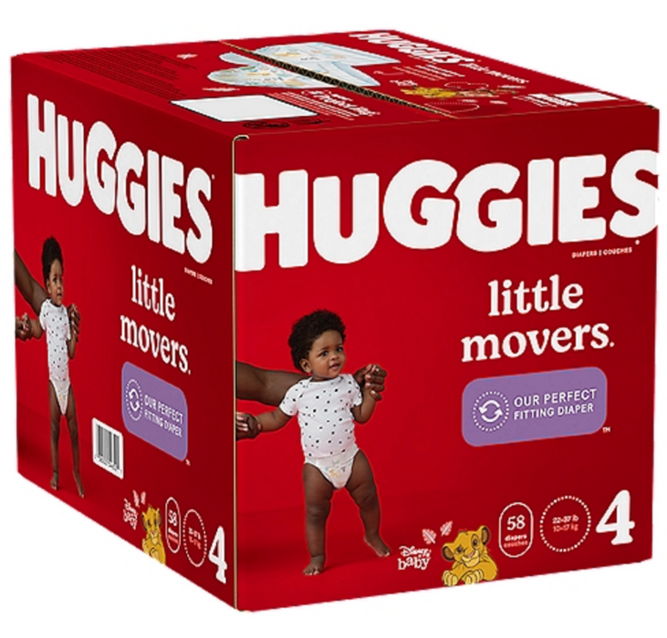 Huggies Little Movers Diapers, Size 4 , 58 ct