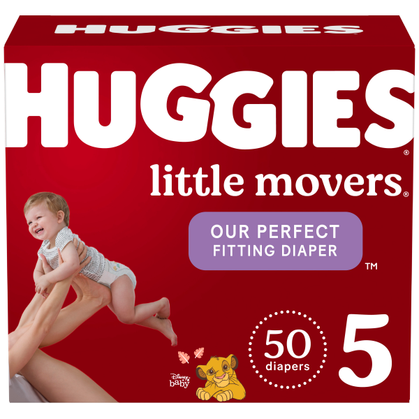 HUGGIES Little Movers Diapers, Size 5, 50 Ct