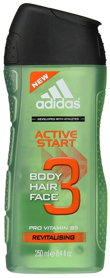 Adidas 3 in 1 Shower Gel Shampoo, Active Start, 250 ml